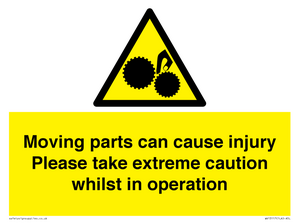 Moving parts can cause injury Please take extreme caution whilst in operation